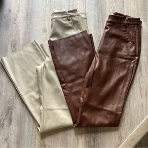 Tyra Meshki Straight Leg Faux Leather Pants Bundle